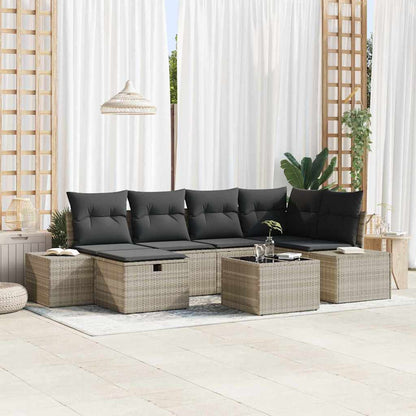 Bankstel Met Kussen 7 Pcs Poly Rattan