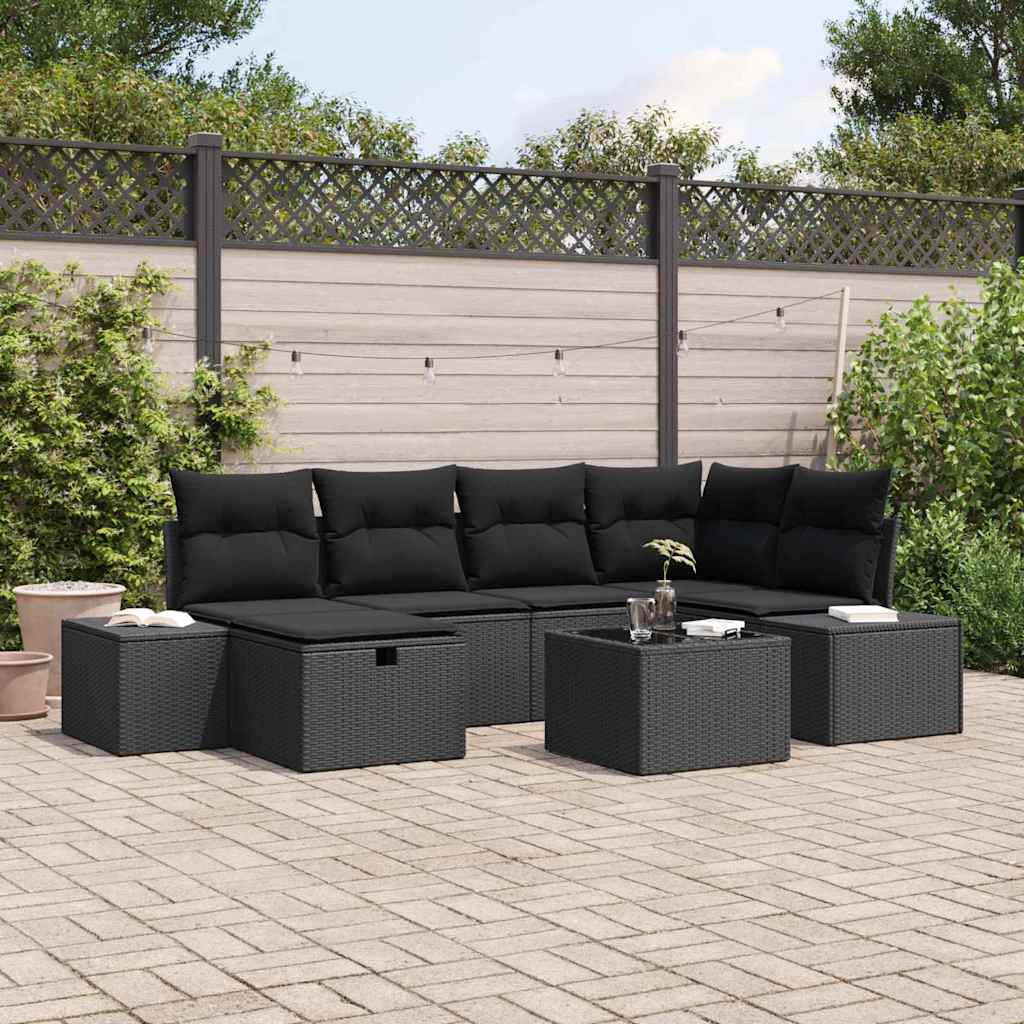 Bankstel Met Kussen 7 Pcs Poly Rattan