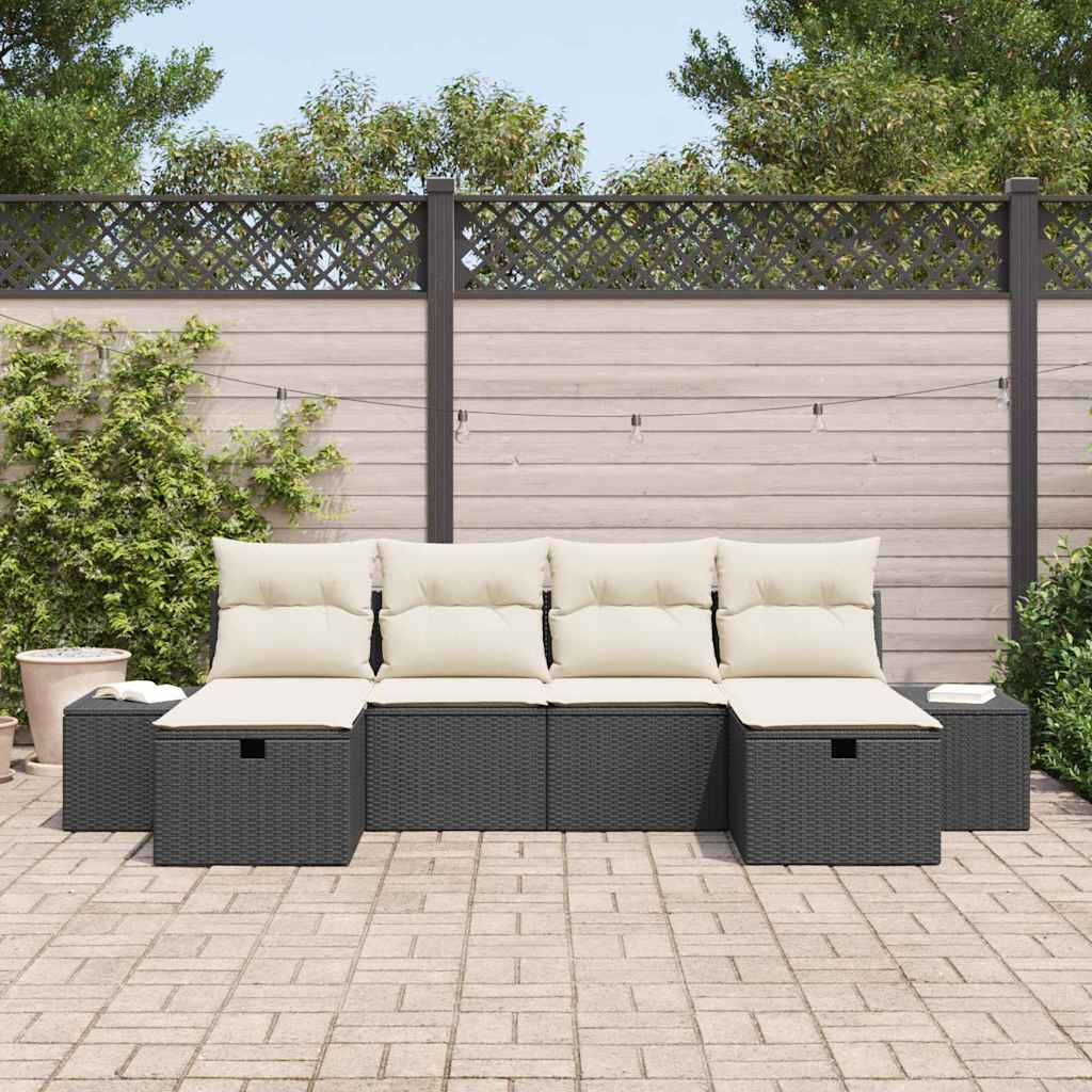 Tuin Sofa Set Met Kussen Met Opslag 6 Pcs Poly Rattan