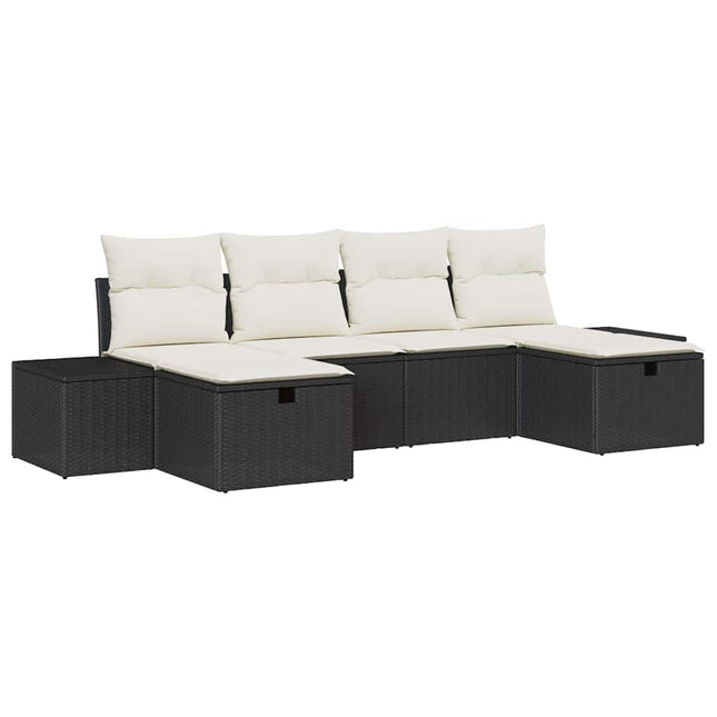 Tuin Sofa Set Met Kussen Met Opslag 6 Pcs Poly Rattan