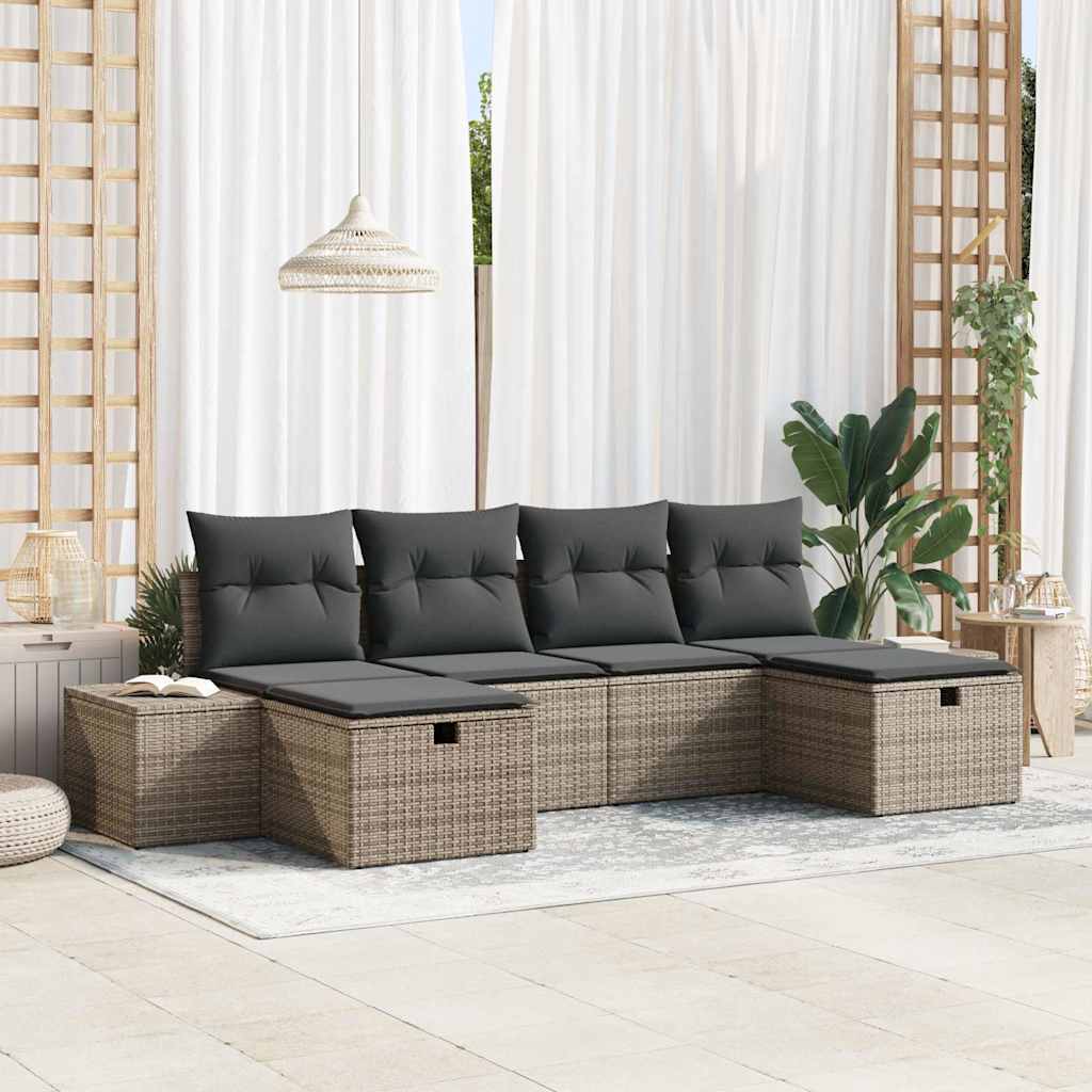 Tuin Sofa Set Met Kussen Met Opslag 6 Pcs Poly Rattan