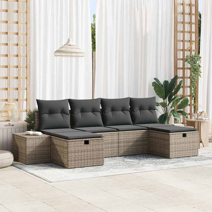 Tuin Sofa Set Met Kussen Met Opslag 6 Pcs Poly Rattan
