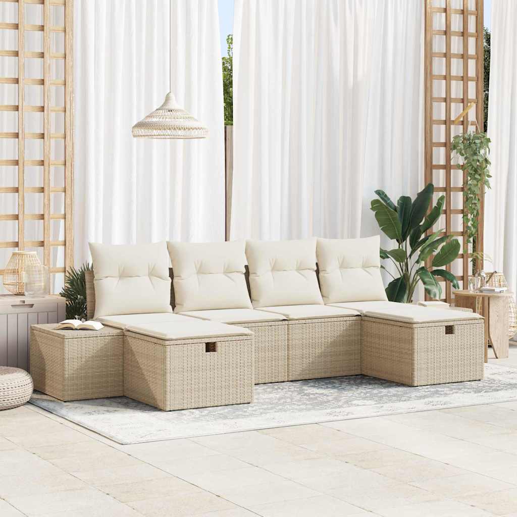 Tuin Sofa Set Met Kussen Met Opslag 6 Pcs Poly Rattan