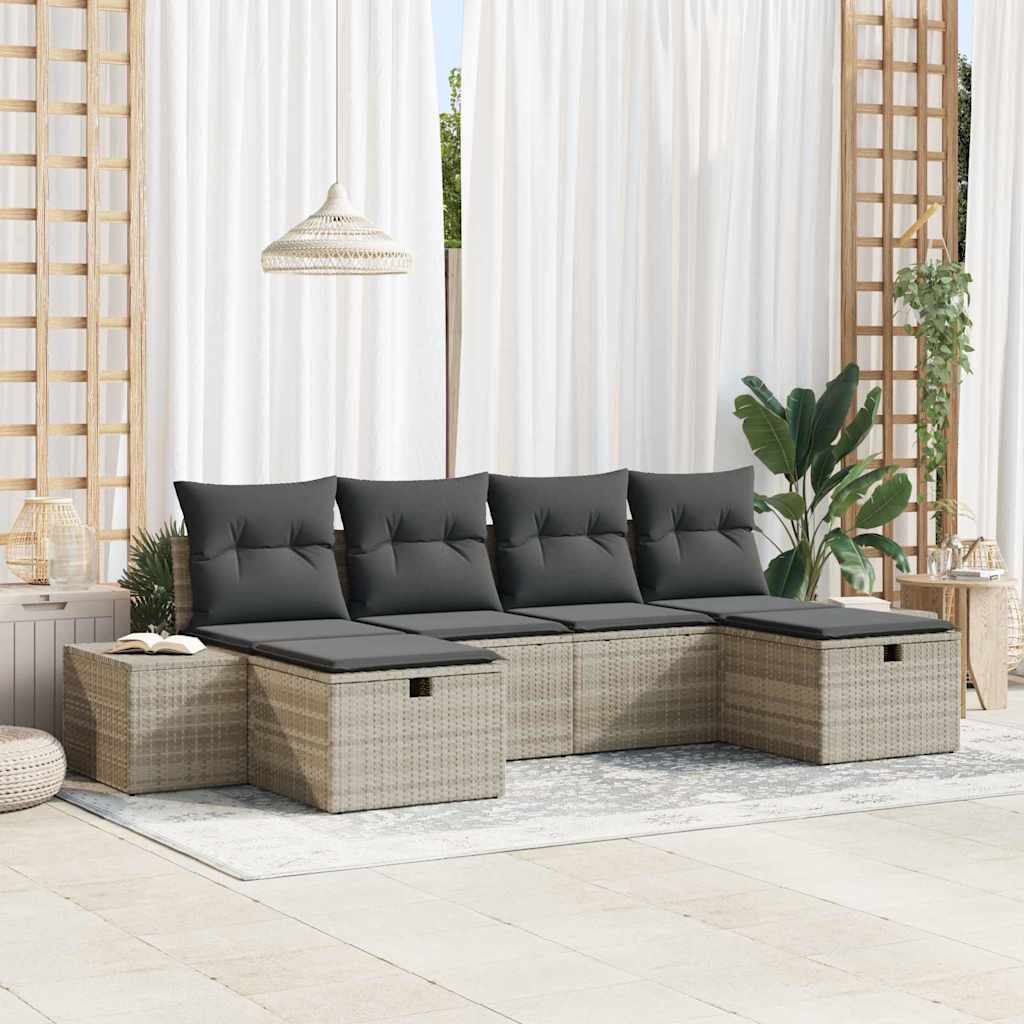 Tuin Sofa Set Met Kussen Met Opslag 6 Pcs Poly Rattan