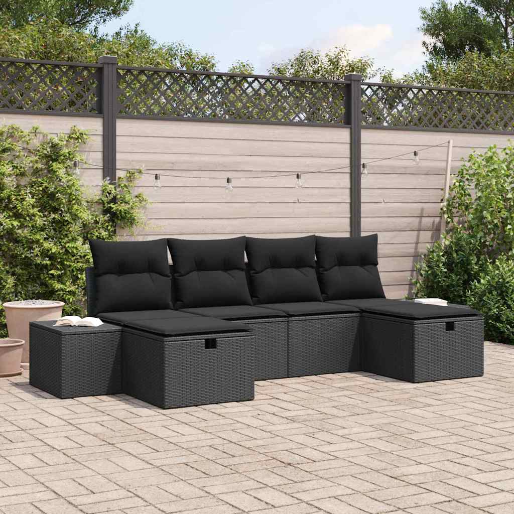 Tuin Sofa Set Met Kussen Met Opslag 6 Pcs Poly Rattan