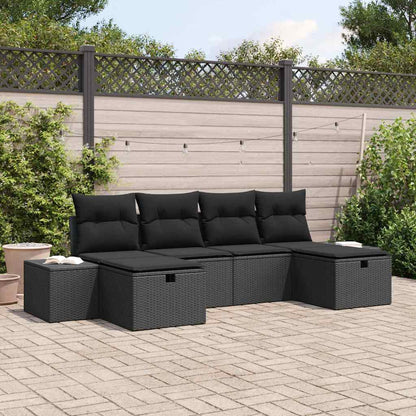 Tuin Sofa Set Met Kussen Met Opslag 6 Pcs Poly Rattan