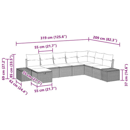 Tuin Sofa Set Met Kussen 8 Pcs Poly Riet