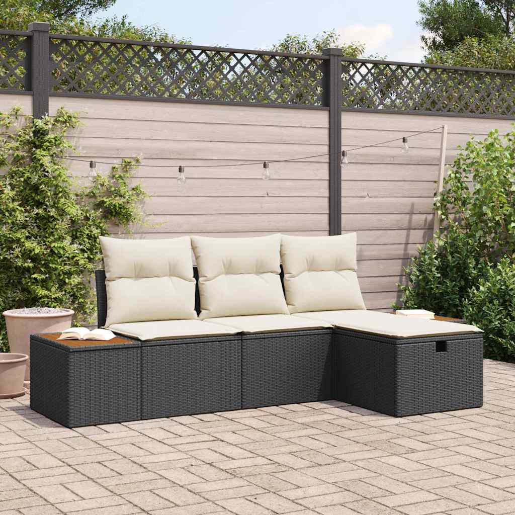 Tuin Sofa Set Met Kussen Met Opslag 4 Pcs Poly Rattan