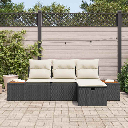 Tuin Sofa Set Met Kussen Met Opslag 4 Pcs Poly Rattan