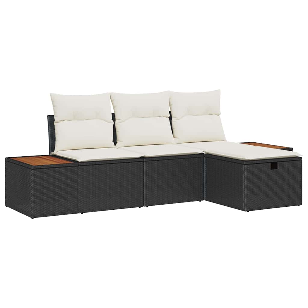 Tuin Sofa Set Met Kussen Met Opslag 4 Pcs Poly Rattan