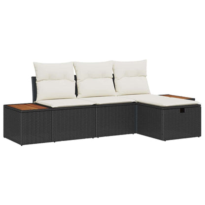 Tuin Sofa Set Met Kussen Met Opslag 4 Pcs Poly Rattan
