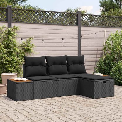 Tuin Sofa Set Met Kussen Met Opslag 4 Pcs Poly Rattan