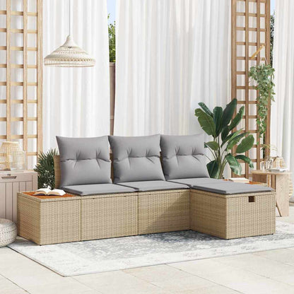 Tuin Sofa Set Met Kussen Met Opslag 4 Pcs Poly Rattan