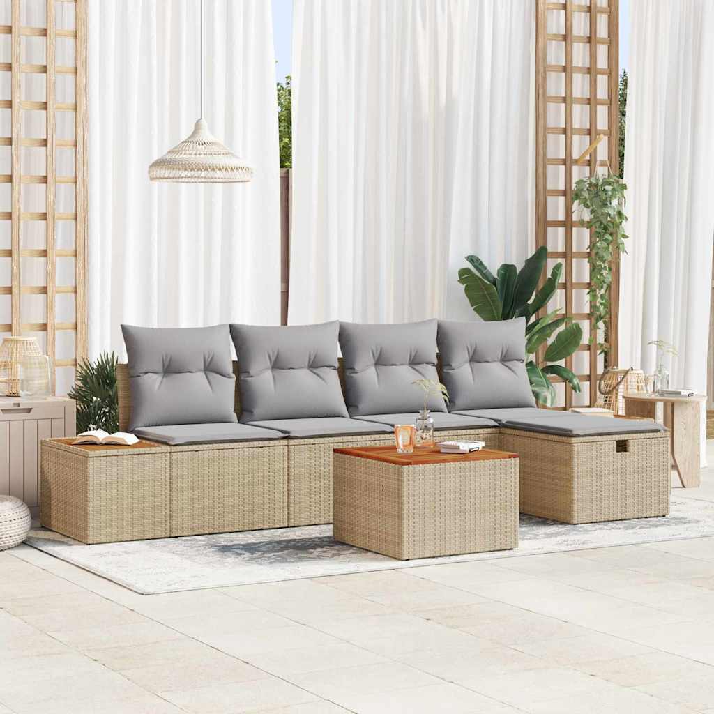 Tuin Sofa Set Met Kussen 5 Pcs Poly Riet