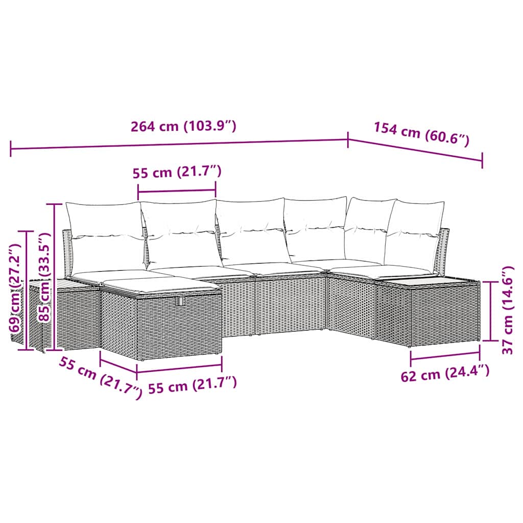 Tuin Sofa Set Met Kussen Met Opslag Poly Rattan