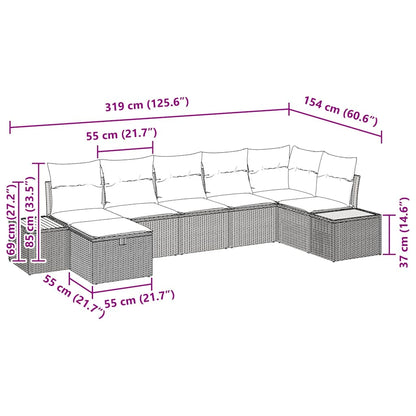 Tuin Sofa Set Met Kussen 7 Pcs Poly Riet