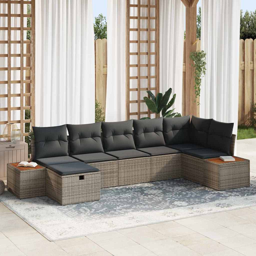 Tuin Sofa Set Met Kussen 7 Pcs Poly Riet