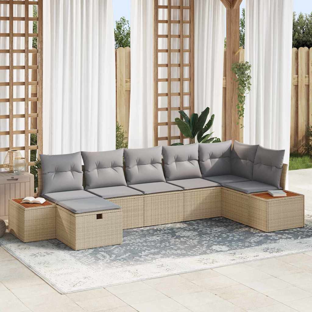 Tuin Sofa Set Met Kussen 7 Pcs Poly Riet