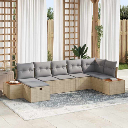 Tuin Sofa Set Met Kussen 7 Pcs Poly Riet