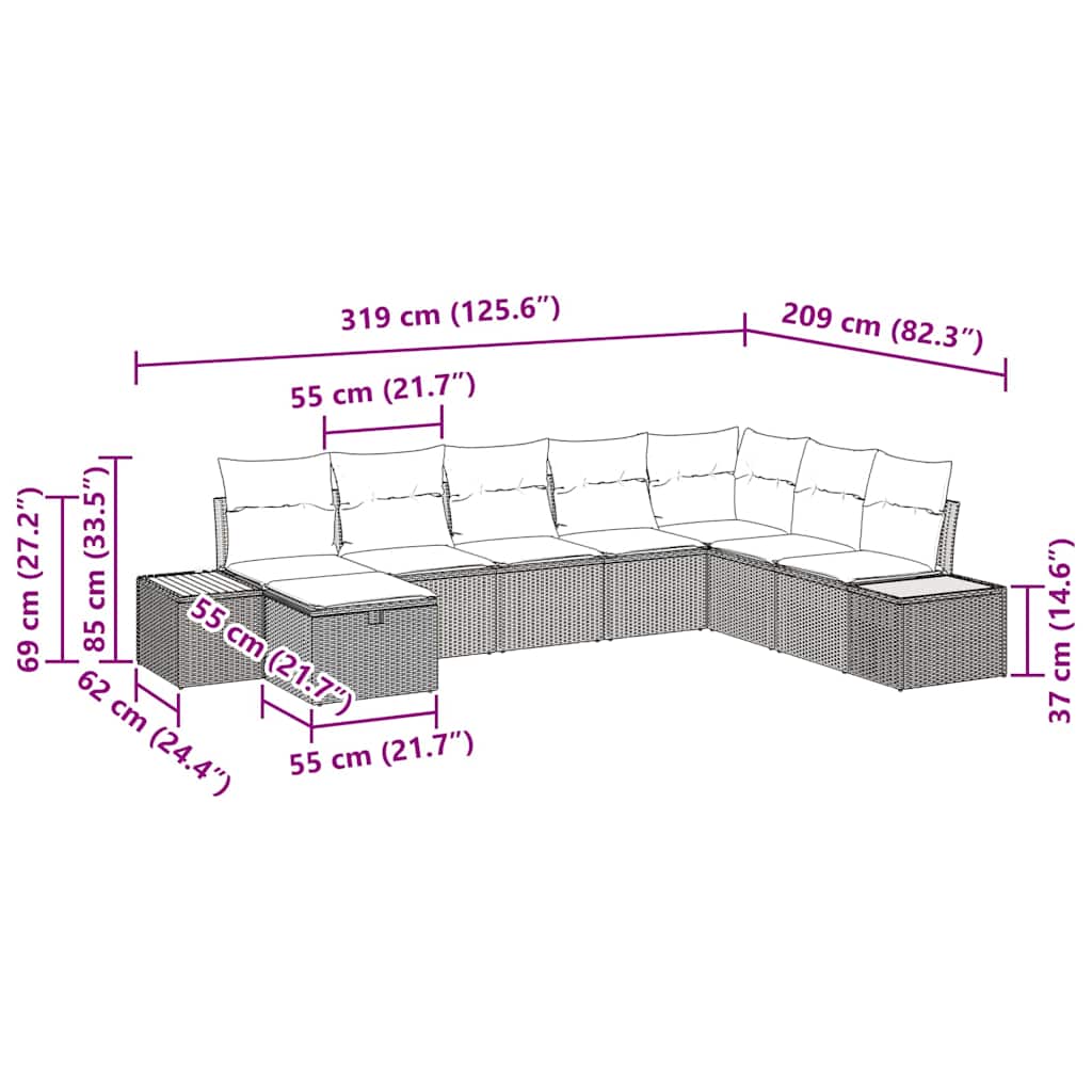 Tuin Sofa Set Met Kussen Met Opslag Poly Rattan