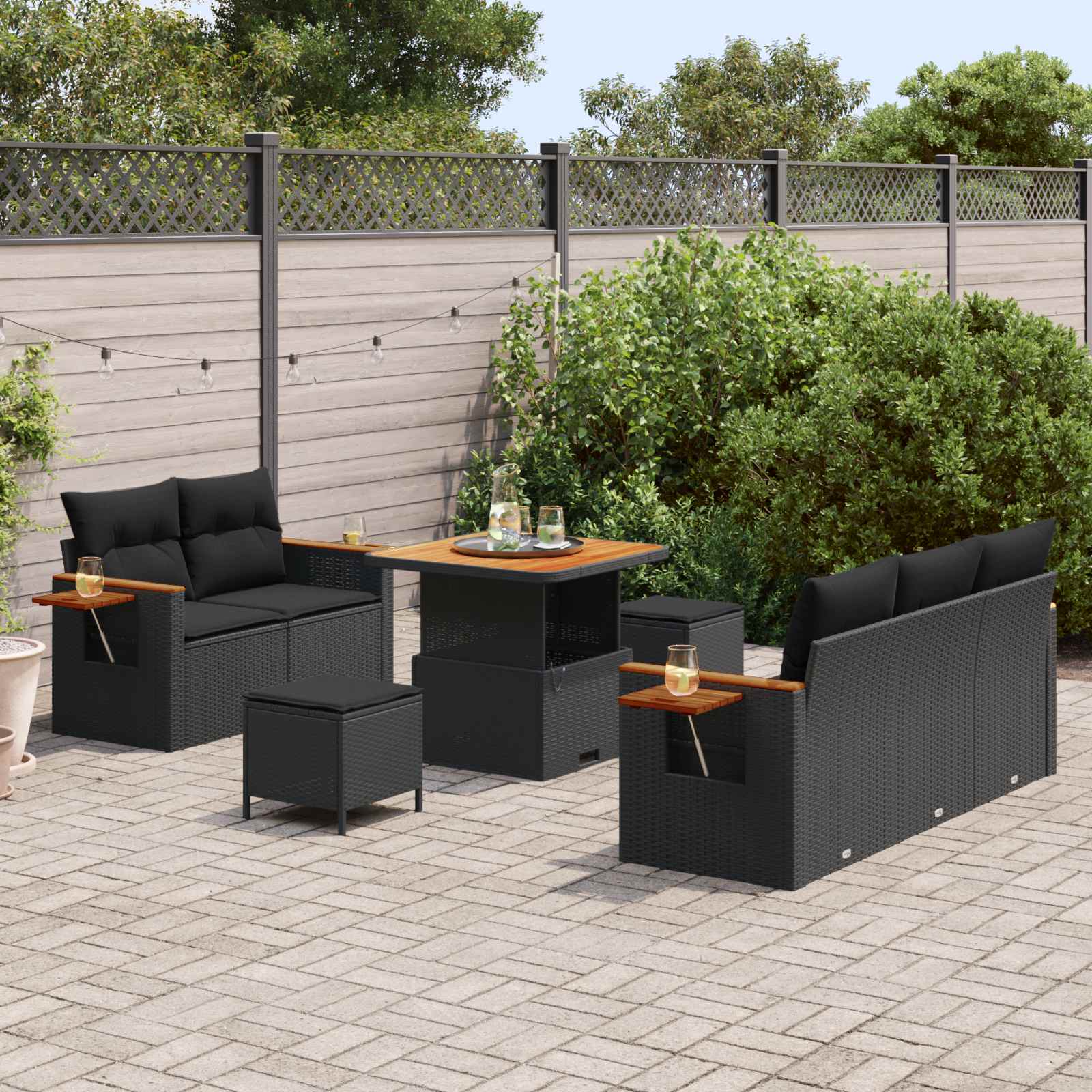 Tuinbankenset 8 Pcs Poly Rattan En Gepoedercoat Staal