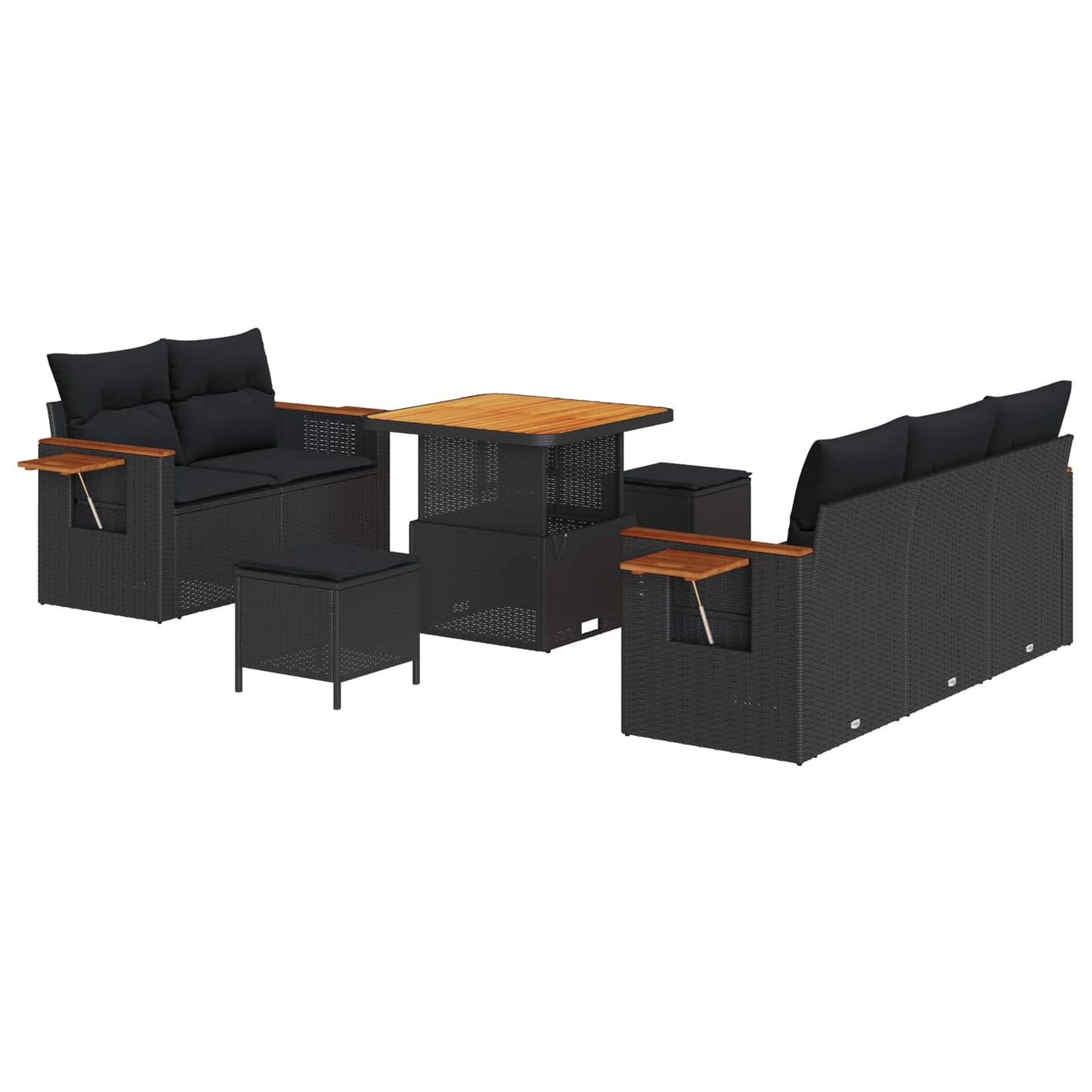 Tuinbankenset 8 Pcs Poly Rattan En Gepoedercoat Staal