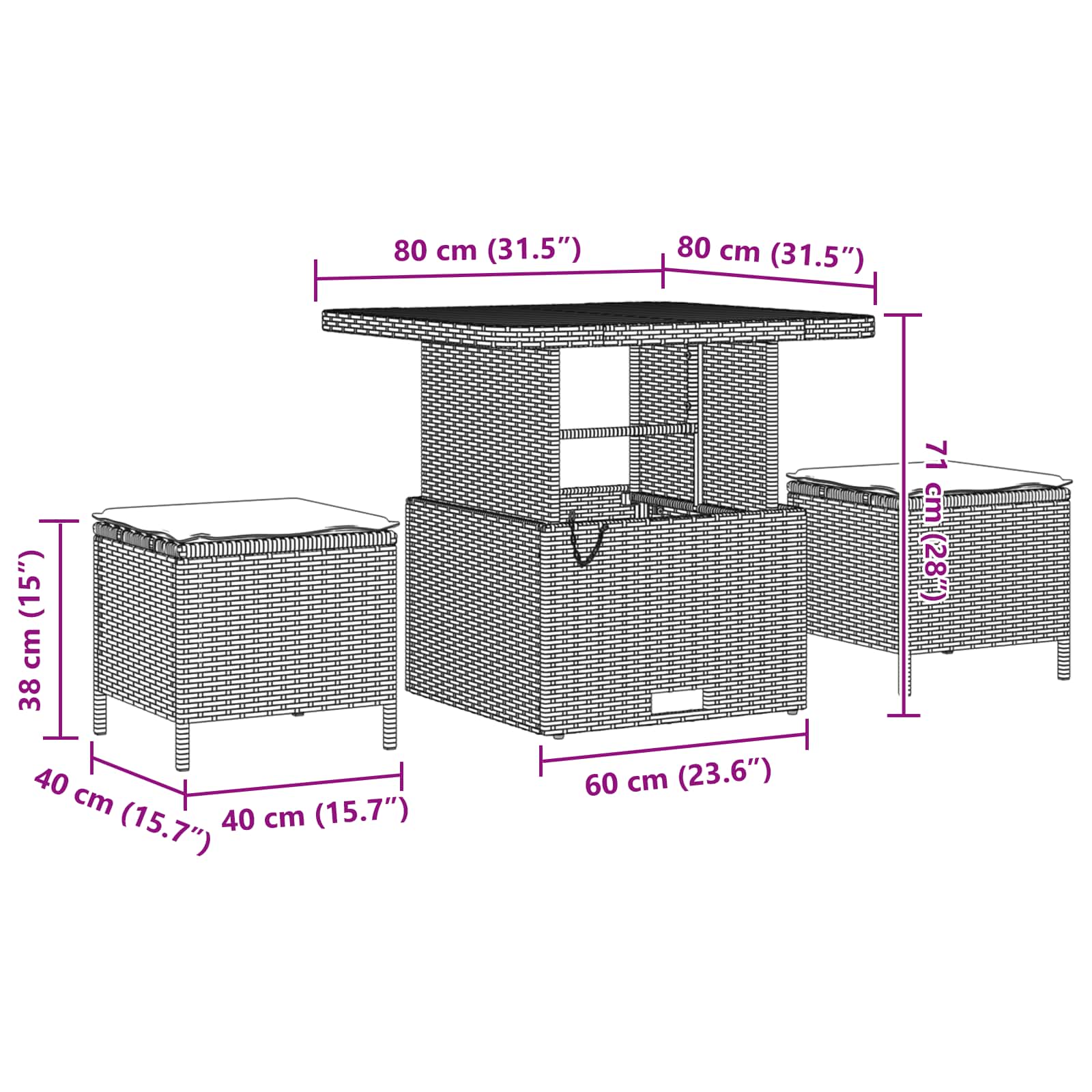 Tuinbankenset 8 Pcs Poly Rattan En Gepoedercoat Staal