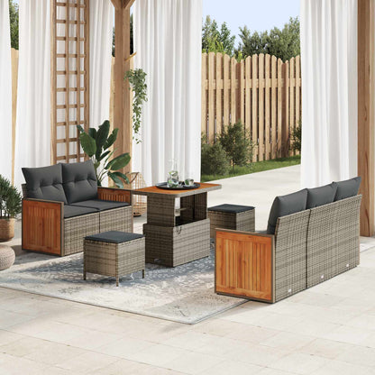 Tuinbankenset 8 Pcs Poly Rattan En Gepoedercoat Staal