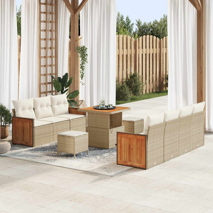 Tuinbankenset 10 St 9-Aantal Zitplaatsen Beige En Licht Grijs