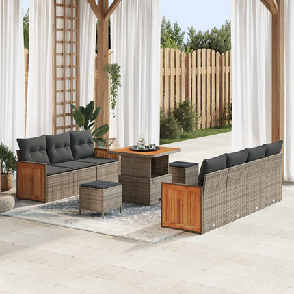 Tuinbankenset 10 St 9-Aantal Zitplaatsen Beige En Licht Grijs