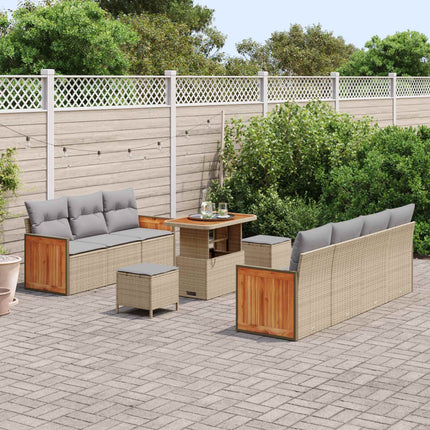 Tuinbankenset 10 St 9-Aantal Zitplaatsen Beige En Licht Grijs