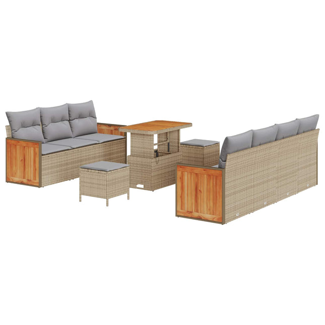 Tuinbankenset 10 St 9-Aantal Zitplaatsen Beige En Licht Grijs