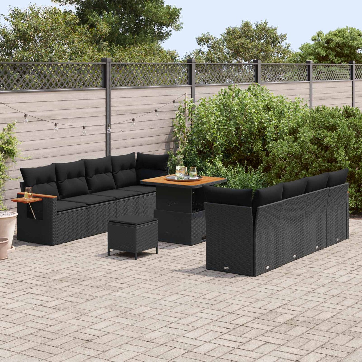 Tuinbankenset 11 Pcs Poly Rattan En Gepoedercoat Staal