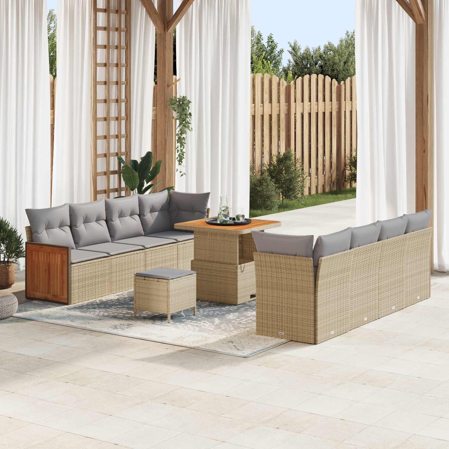 Tuinbankenset 11 Pcs Poly Rattan En Gepoedercoat Staal