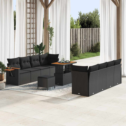 Tuinbankenset 11 Pcs Poly Rattan En Gepoedercoat Staal