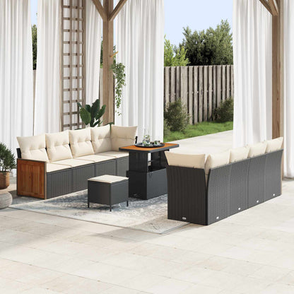 Tuinbankenset 11 Pcs Poly Rattan En Gepoedercoat Staal