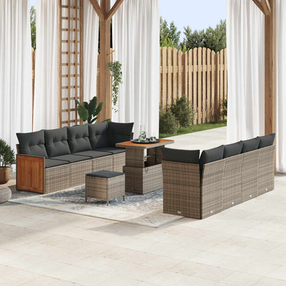 Tuinbankenset 11 Pcs Poly Rattan En Gepoedercoat Staal