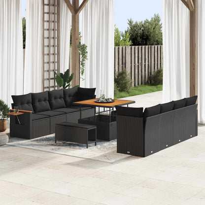 Tuinbankenset 11 Pcs Poly Rattan En Gepoedercoat Staal