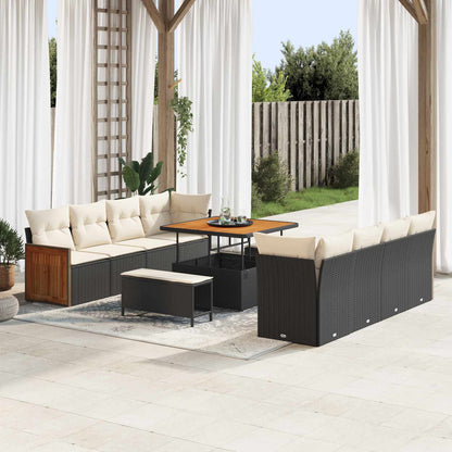Tuinbankenset 11 Pcs Poly Rattan En Gepoedercoat Staal