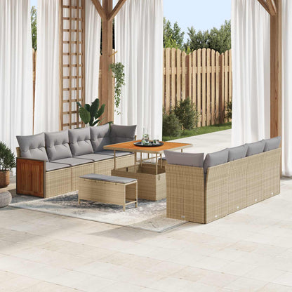 Tuinbankenset 11 Pcs Poly Rattan En Gepoedercoat Staal