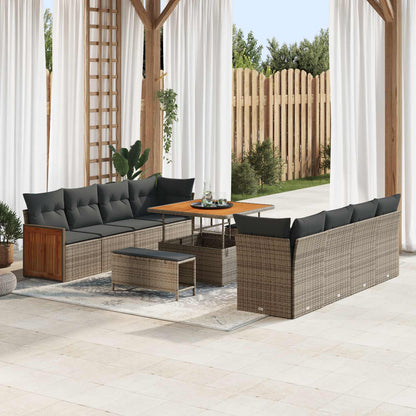 Tuinbankenset 11 Pcs Poly Rattan En Gepoedercoat Staal