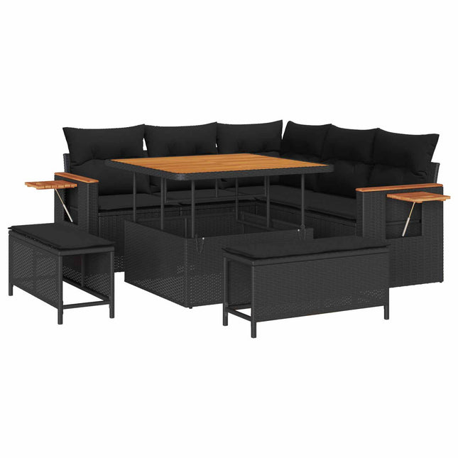 Tuinbankenset 8 Pcs Poly Rattan En Gepoedercoat Staal