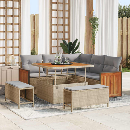 Tuinbankenset 8 Pcs Poly Rattan En Gepoedercoat Staal