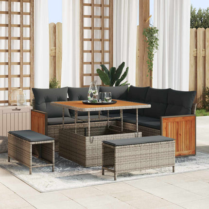 Tuinbankenset 8 Pcs Poly Rattan En Gepoedercoat Staal