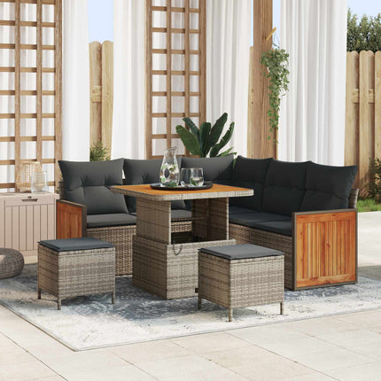 Tuinbankenset 8 Pcs Poly Rattan En Gepoedercoat Staal