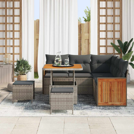 Tuinbankenset 8 Pcs Poly Rattan En Gepoedercoat Staal