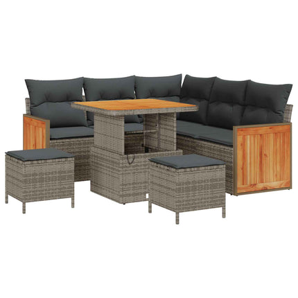 Tuinbankenset 8 Pcs Poly Rattan En Gepoedercoat Staal