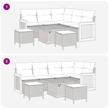 Tuinbankenset 8 Pcs Poly Rattan En Gepoedercoat Staal