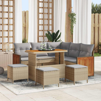 Tuinbankenset 8 Pcs Poly Rattan En Gepoedercoat Staal
