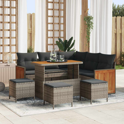 Tuinbankenset 8 Pcs Poly Rattan En Gepoedercoat Staal